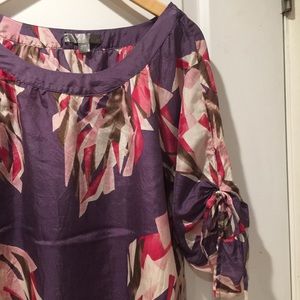 100% Silk Deep Lavender 3/4 sleeve Top F21 M
